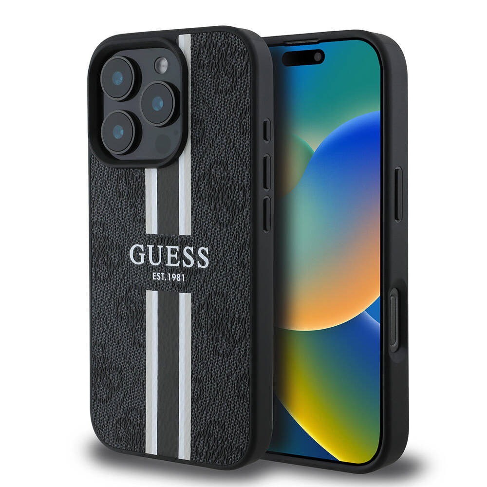 Guess - Hardcase 4G Printed Stripes MagSafe (GUHMP16XP4RPSK) - iPhone 16 Pro Max - Black
