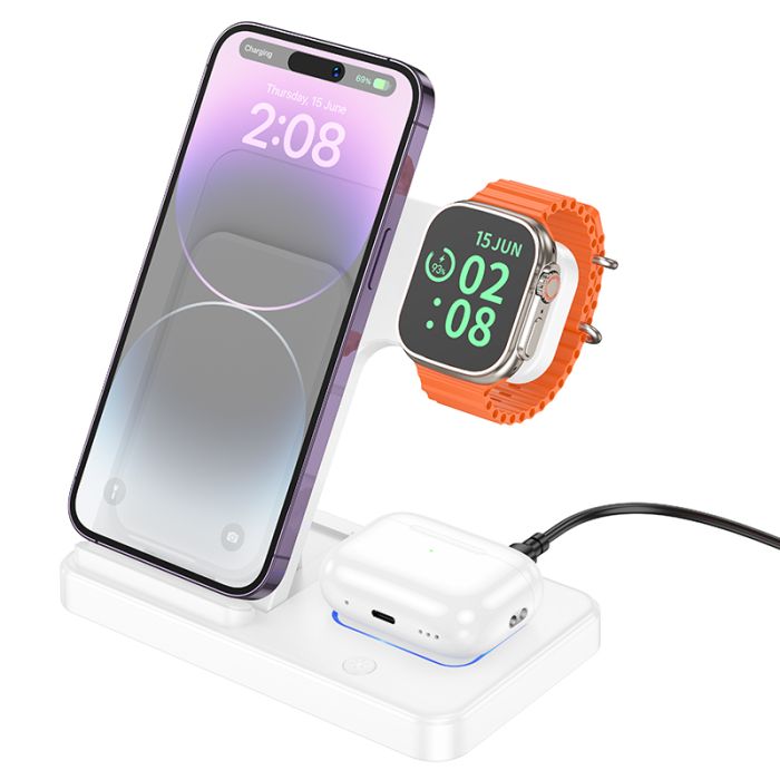 Borofone BQ26 3in1 15W Wireless Charger Ασύρματος Φορτιστής(Apple Watch Series)