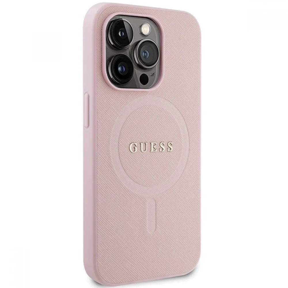 Guess GUHMP13LPSAHMCP case for iPhone 13 Pro - pink Saffiano MagSafe
