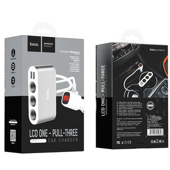 HOCO car splitter Z13 3x cigarette lighter socket + 2xUSB Silver