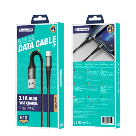 JELLICO cable B10 USB-C 3.1A 1M Black