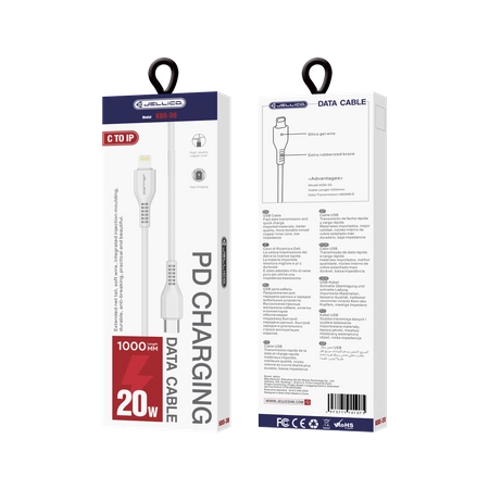 JELLICO cable KDS-30 USB-C - Lightning PD 20W 1M White