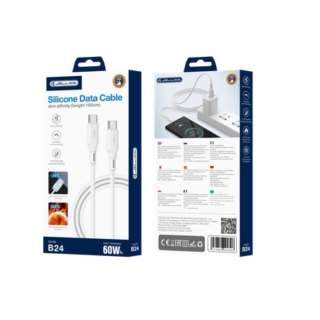 JELLICO cable B24 USB-C - USB-C PD 60W 1M White
