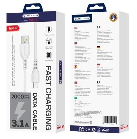 JELLICO cable KDS-32 USB-C USB 3.1A 2M White