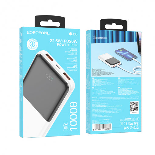 BOROFONE FAST CHARGING POWER BANK 10000mAh 22.5W White
