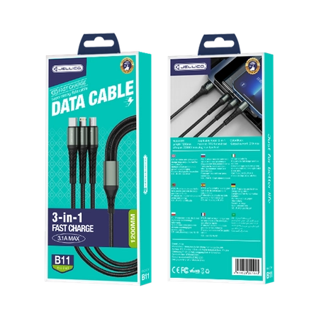 JELLICO cable B11 3w1 3.1A 1.2M Black