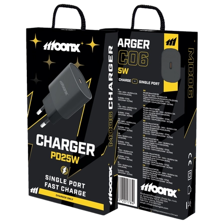 MOONX wall charger MC06 PD 25W 1xUSB-C Black