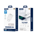 JELLICO wall charger EU19 GaN PD 40W 2xUSB-C + cable USB-C - USB-C White