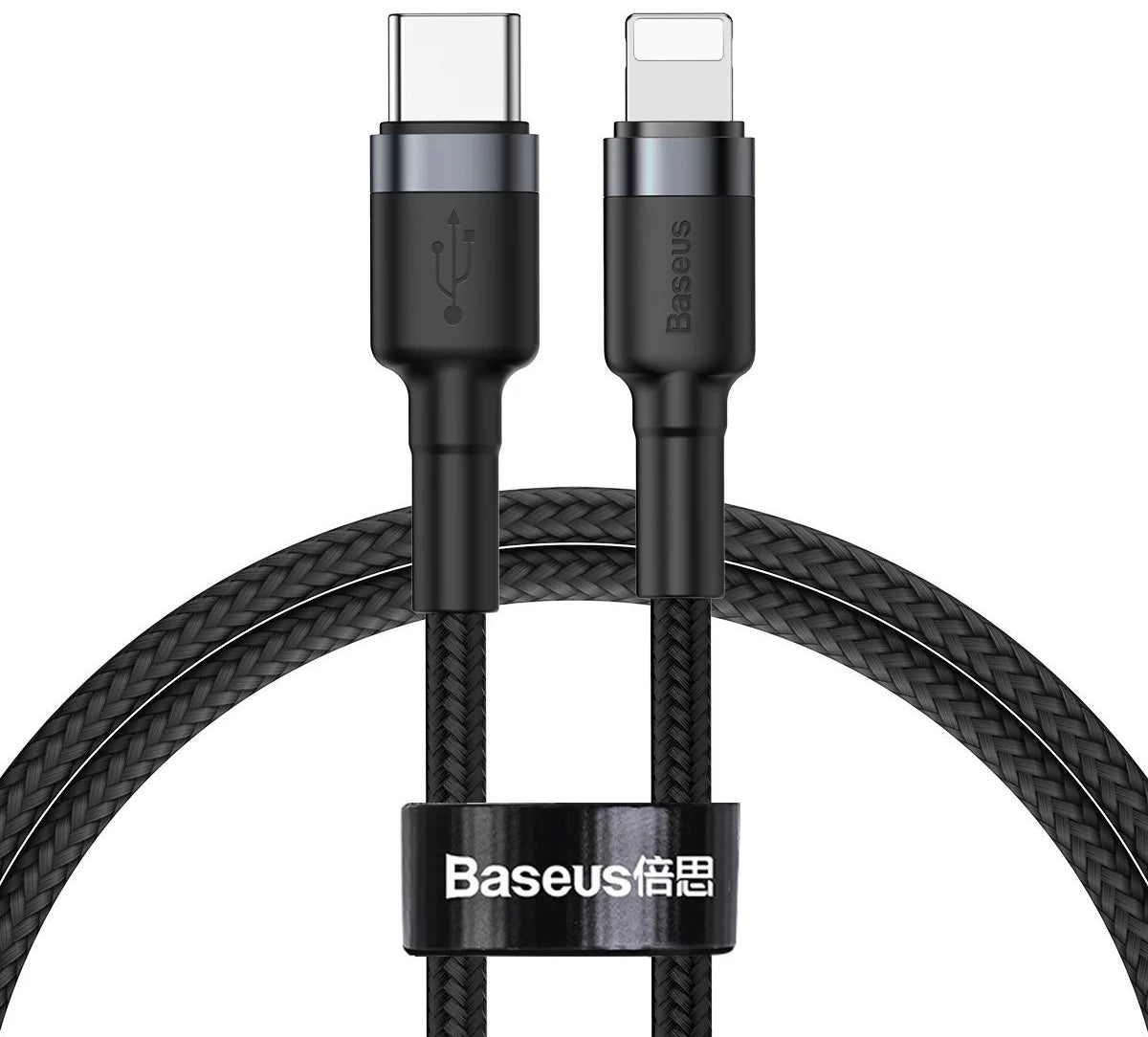 Baseus - Data Cable Cafule - Type-C to Lightning, 18W, 1m - Grey / Black