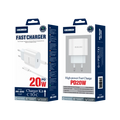 JELLICO wall charger AK200 PD 20W 1xUSB-C + cable USB-C - USB-C White