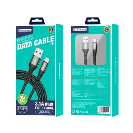 JELLICO cable B12 USB-C 3.1A 2M Black