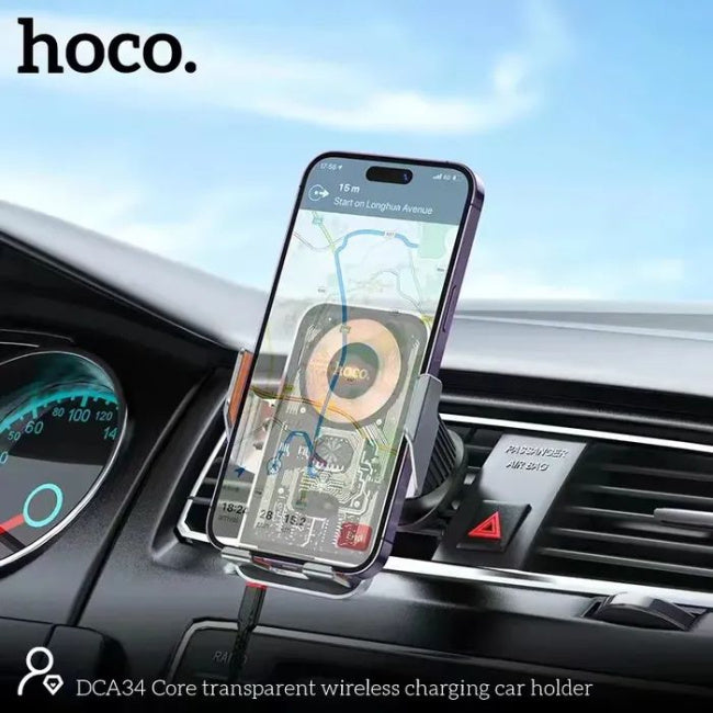 Hoco DCA34 Βάση Ασύρματης Φόρτισης Αυτοκινήτου με Αυτόματο Μηχανισμό