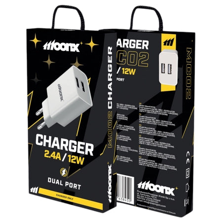 MOONX wall charger MC02 2.4A 12W 2xUSB White
