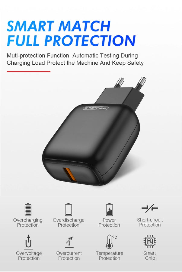 JELLICO wall charger C32 18W 1xUSB QC3.0 Black