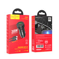HOCO car charger Z49B PD 20W 1xUSB-C + 1xUSB + cable USB-C - Lightning Black