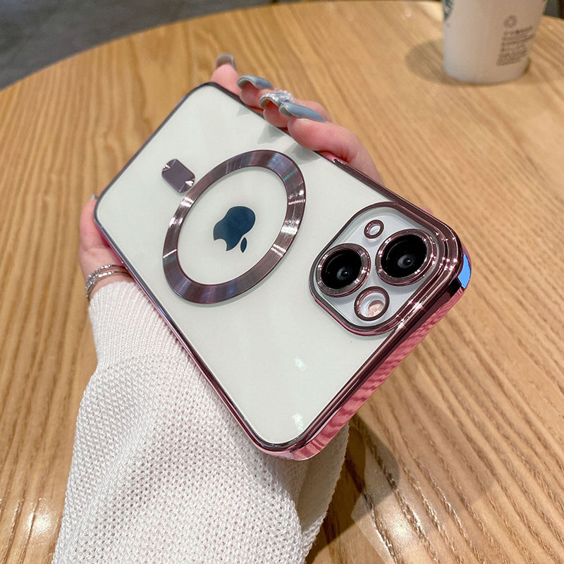 Shieldee - Metallic Frame MagSafe Case for iPhone 14 Pro Max Pink