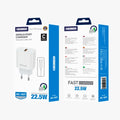 JELLICO wall charger AK165 22,5W 1xUSB QC3.0 + cable USB-C White