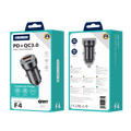 JELLICO car charger F4 PD 20W 1xUSB-C + 1xUSB QC3.0 + cable Lightning Black