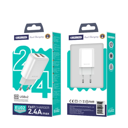 JELLICO wall charger EU02 2.4A 12W 2xUSB White