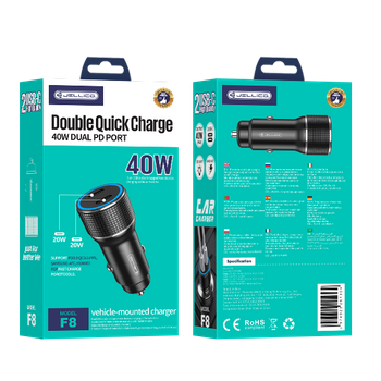 JELLICO car charger F8 PD 40W 2xUSB-C Black
