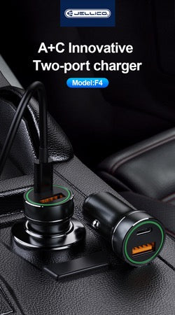 JELLICO car charger F4 PD 20W 1xUSB-C + 1xUSB QC3.0 Black