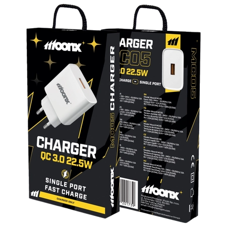 MOONX wall charger MC05 22,5W 1xUSB QC3.0 White