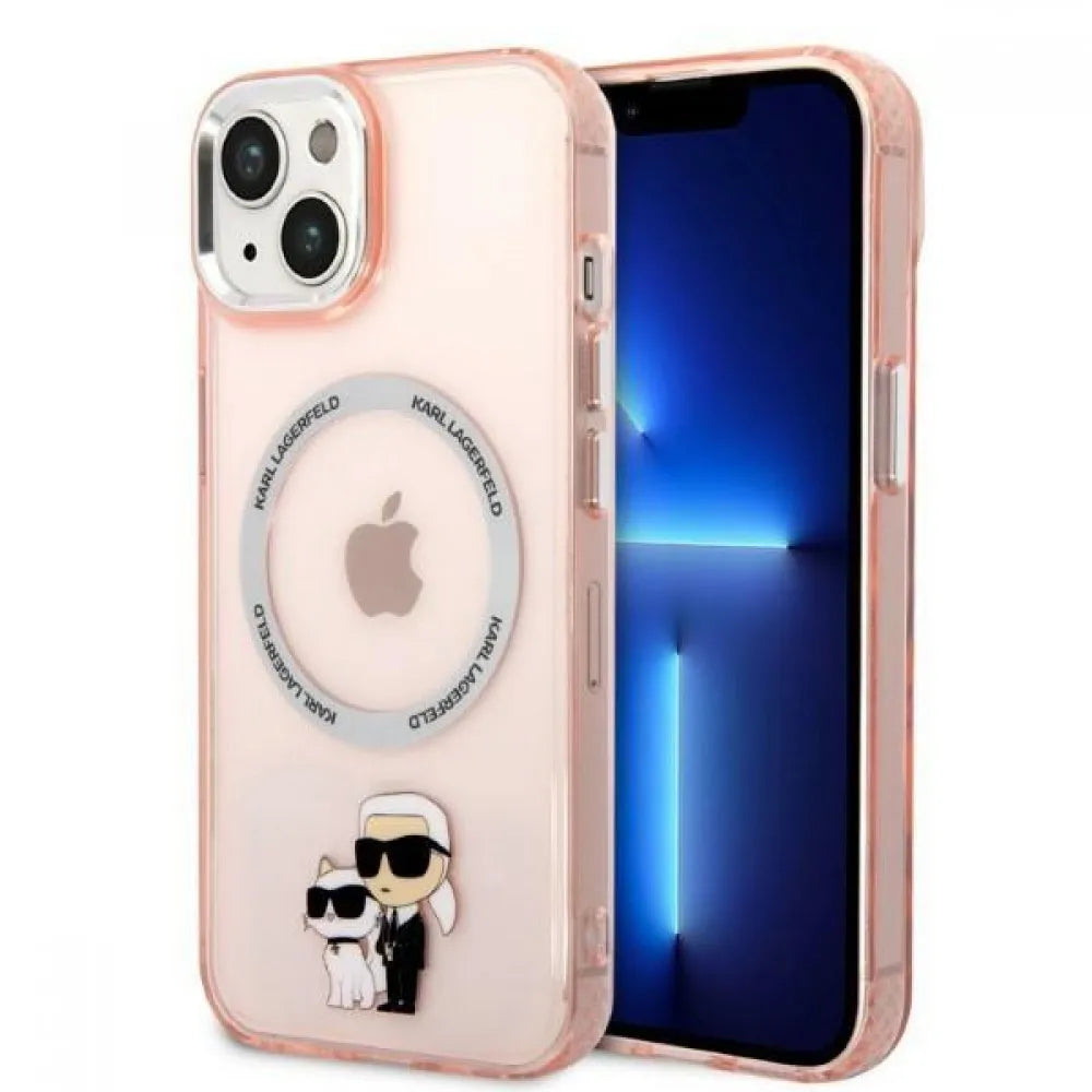 Karl Lagerfeld Iconic Karl&Choupette MagSafe case for iPhone 14 pink
