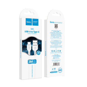 HOCO cable X20 USB-C 3.1A 3M White