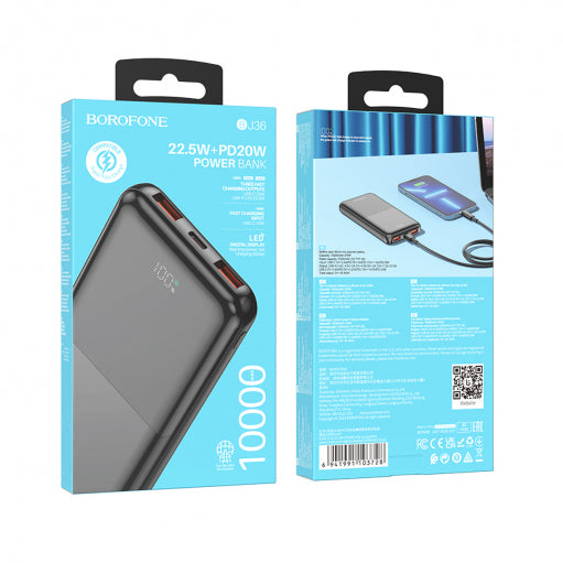 BOROFONE FAST CHARGING POWER BANK 10000mAh 22.5W Black