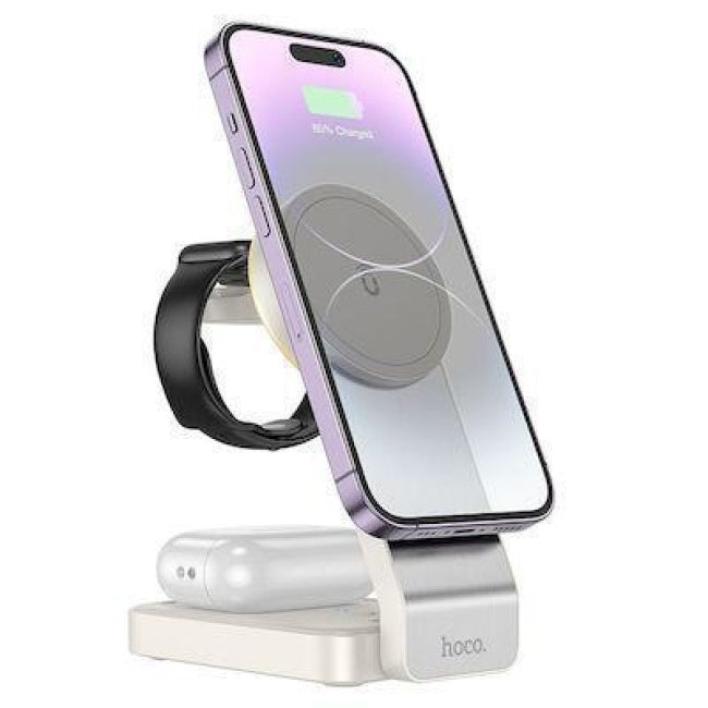 Hoco Ασύρματη Βάση Φόρτισης Magsafe CQ3 3in1 15W – Λευκό