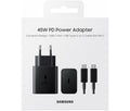 Original wall charger Samsung 45W + cable USB-C - USB-C Black (blister EU)