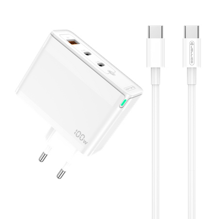 JELLICO wall charger C118 GaN PD 100W 2xUSB-C + 1xUSB QC3.0 + cable USB-C