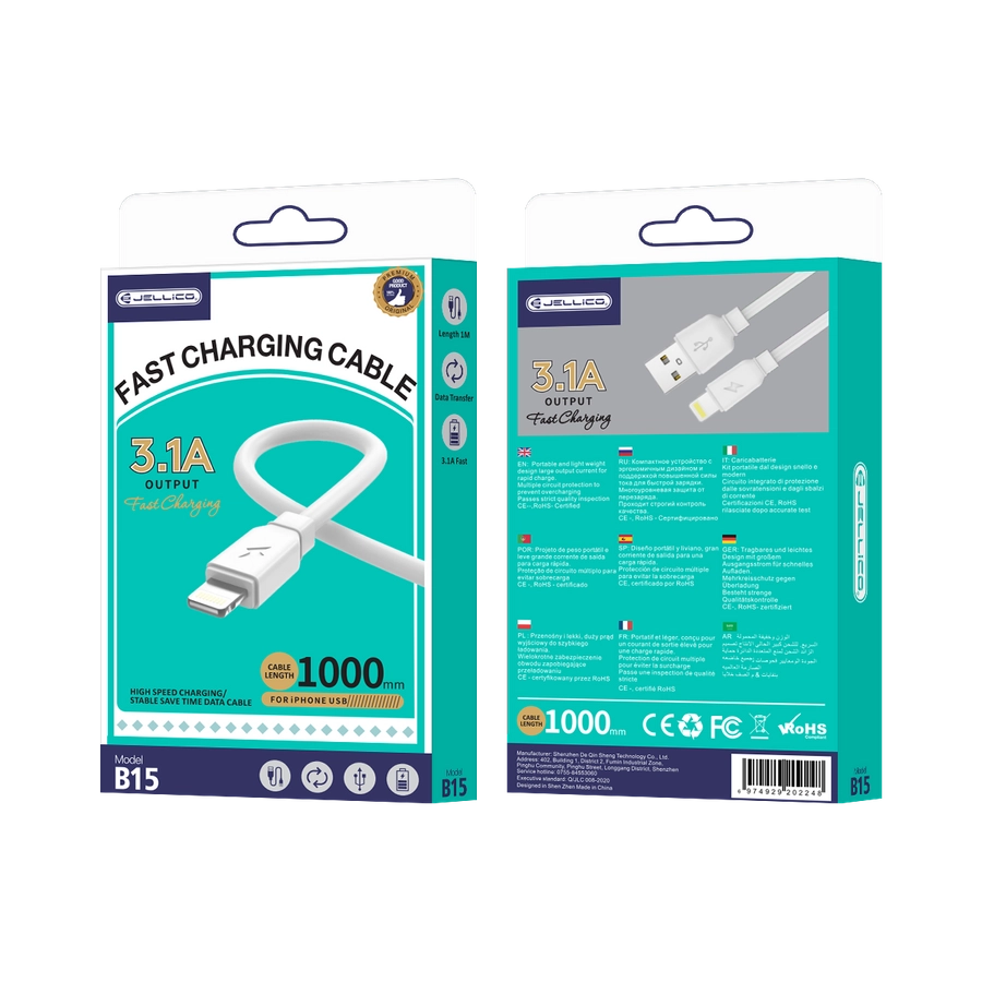JELLICO cable B15 Lightning 3.1A 1M White