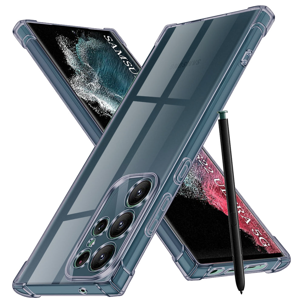 Shockproof Clear Silicone - Samsung Galaxy S22 Ultra 5G - Smoke Black
