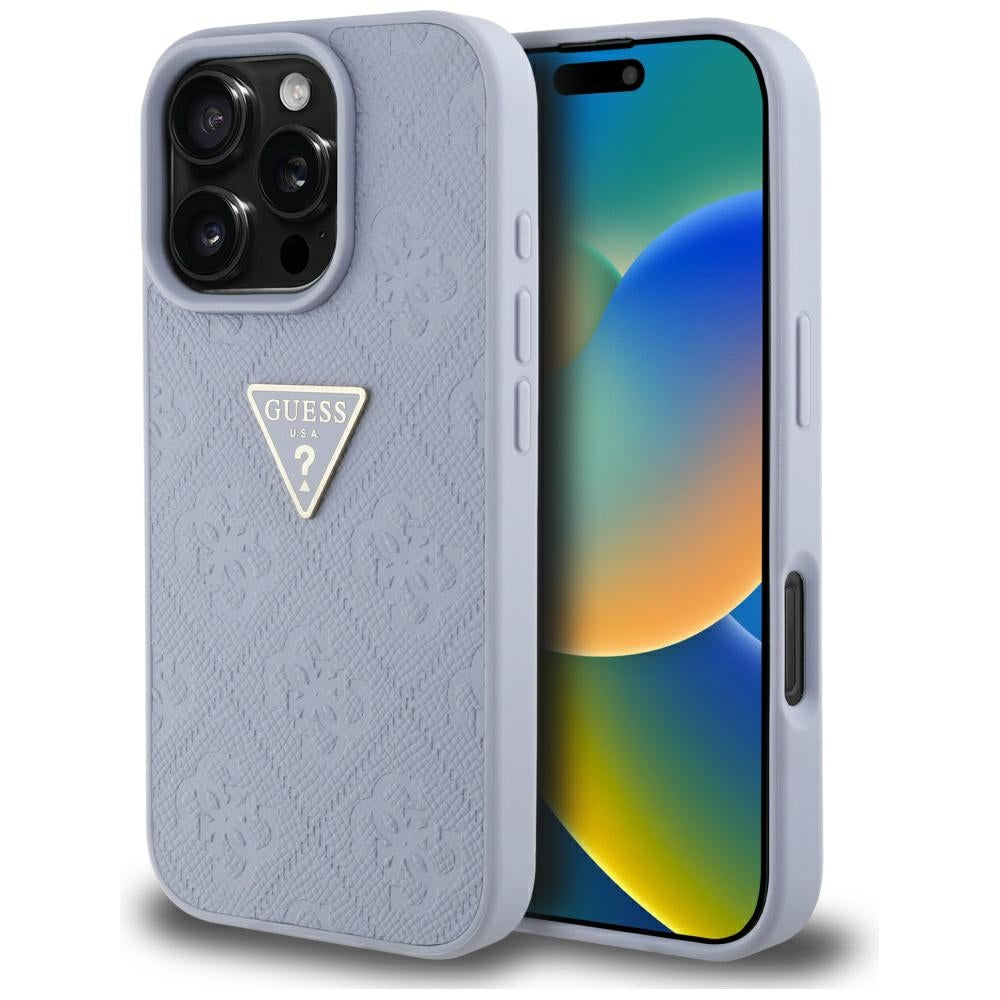 Guess - Leather Hot Stamp 4G Pattern Triangle Metal Logo (GUHCP16XPGP4STRU) - iPhone 16 Pro Max - Light Purple