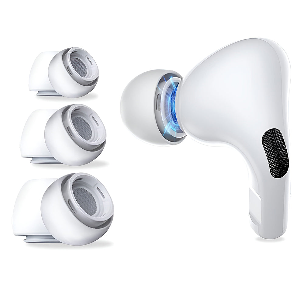 (3 pack) Replacement Ear Tips AirVibe (ET1) - for Apple AirPods Pro 1 / 2, Premium Silicone XS, S, L Sizes - White