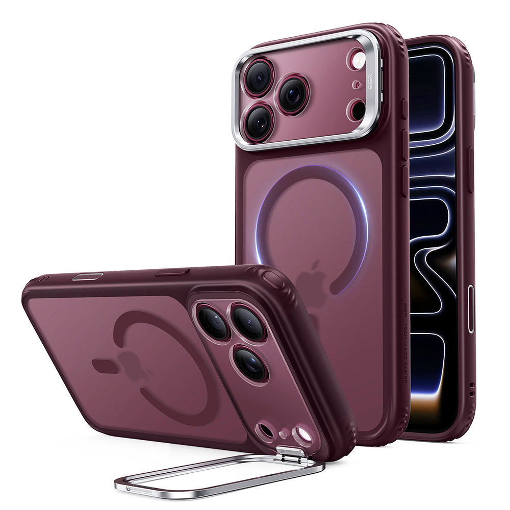 ESR - Classic Hybrid HaloLock Kickstand - iPhone 18 Pro / iPhone 17 Pro - Frosted Deep Burgundy