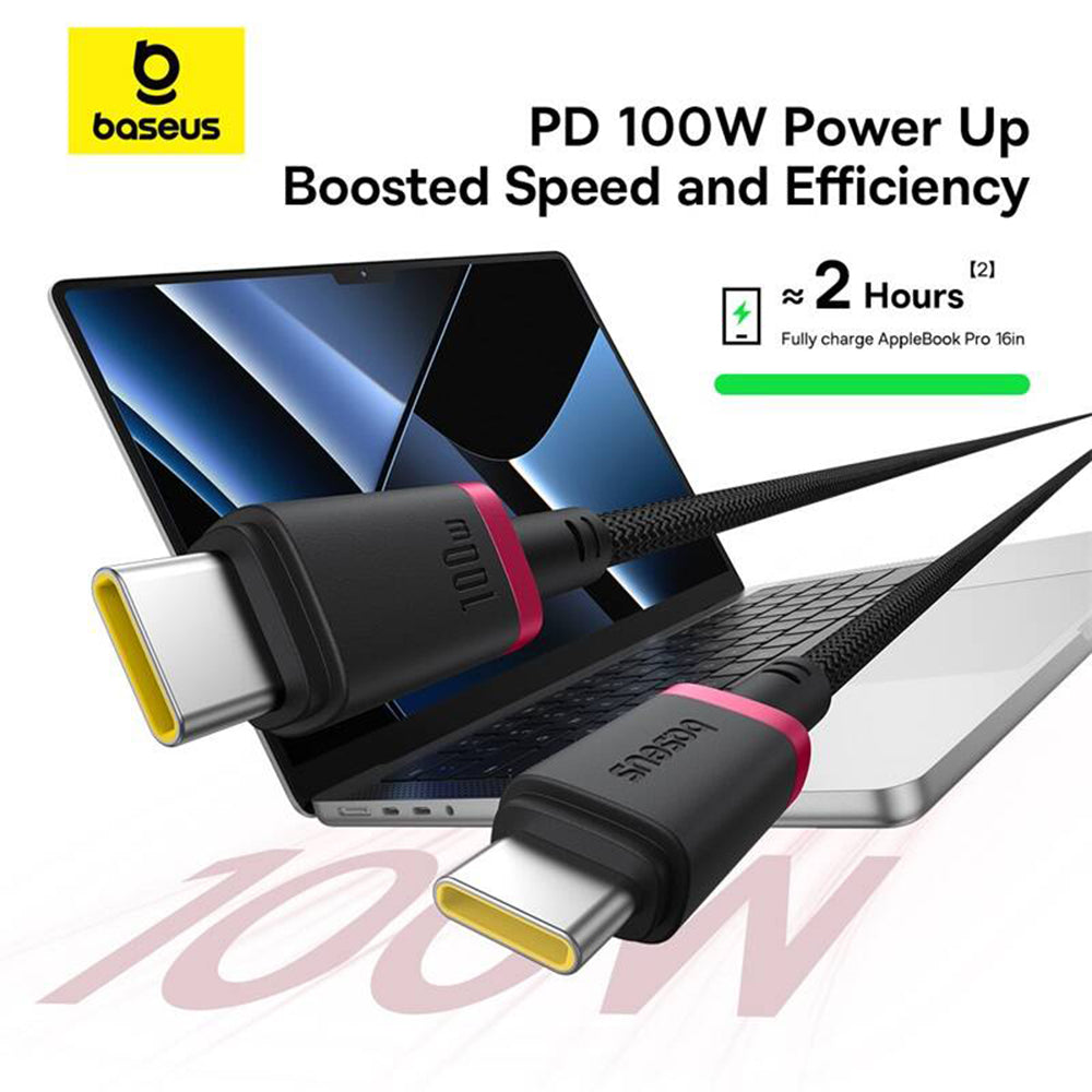 Baseus - Data Cable - for MacBook, Type-C, PD 100W, 480Mbps, 2m - Red / Black