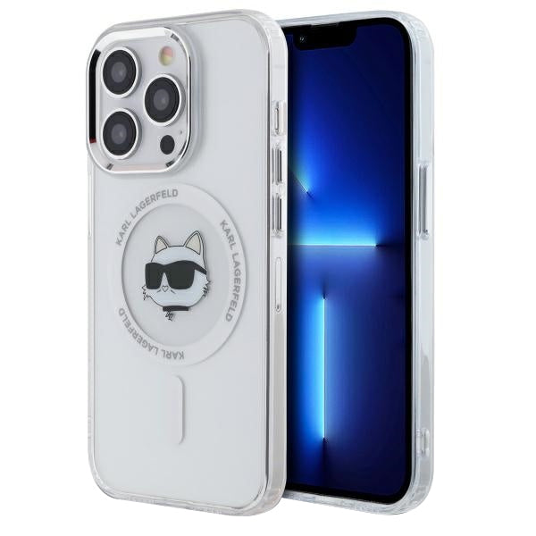 Karl Lagerfeld - IML MagSafe - iPhone 13 Pro - White Metal Choupette`s Head