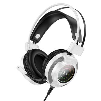 HOCO wired headphones USB A + Jack 3.5mm W110 2m white