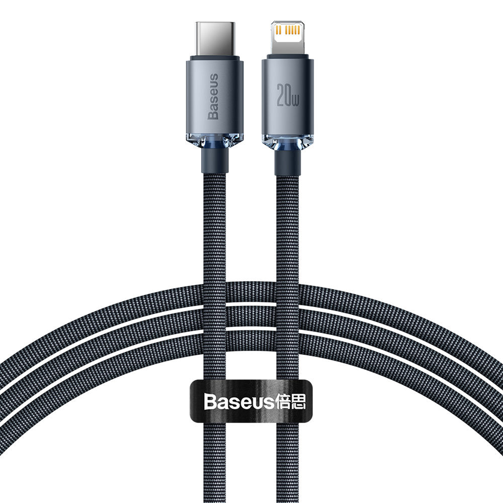 Baseus - Data Cable - Type-C to Lightning, 20W, 2m, Nylon Braided - Black