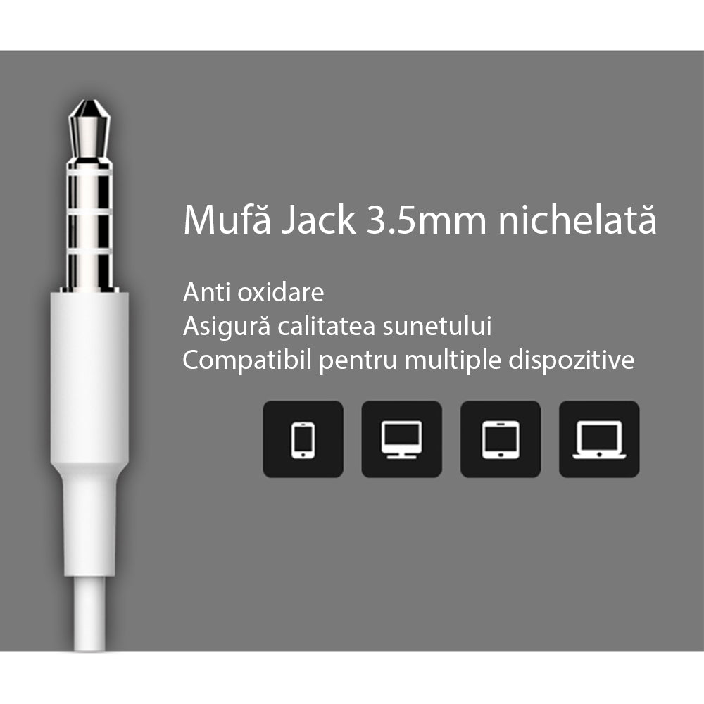 Stereo Earphones (YH13) - 3.5mm, Microphone, 1.2m - Black