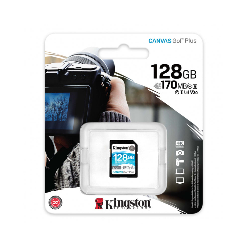 Kingston Canvas Go Plus - SDXC, 128GB, Class 10 / UHS-1 U3 - Black