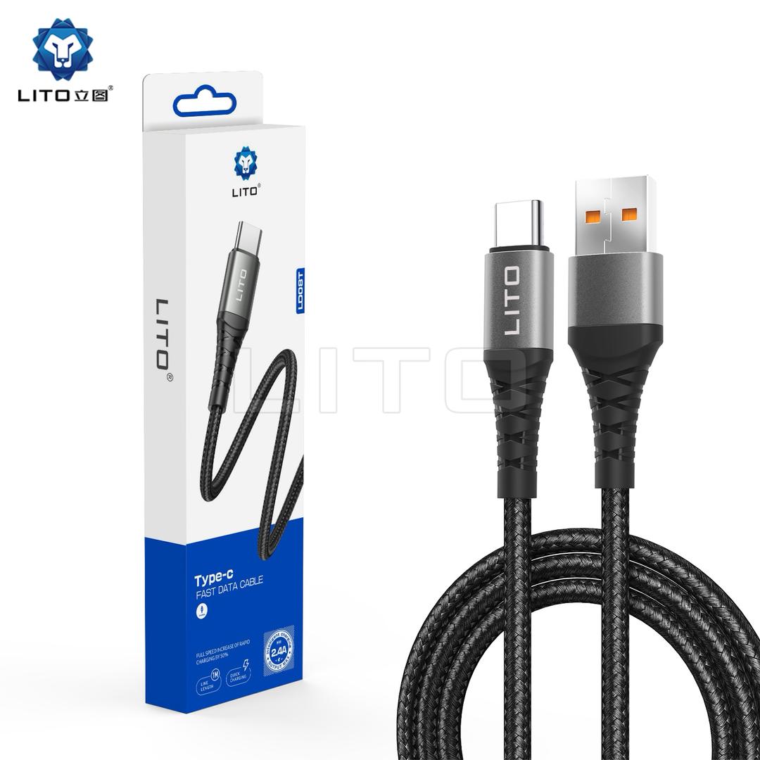 Lito - Data / Charging Cable USB to USB-C 1M Black Braided LD08
