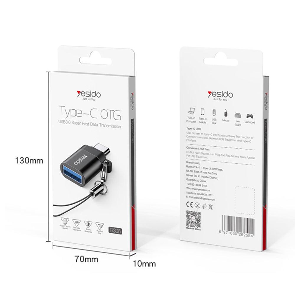 OTG Adapter (GS06) - Type-C to USB 3.0, 5Gbps - Black