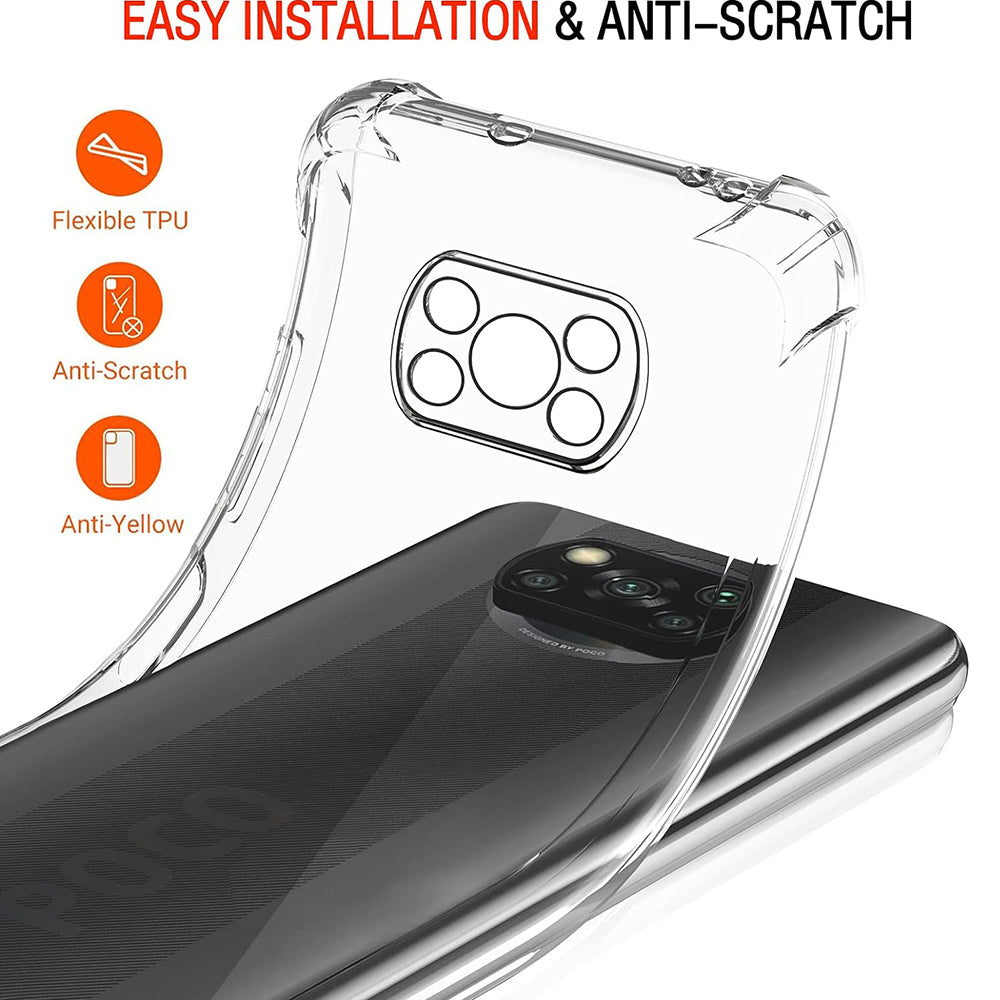 Shockproof Clear Silicone - Xiaomi Poco X3 / Poco X3 NFC / Poco X3 Pro - Clear