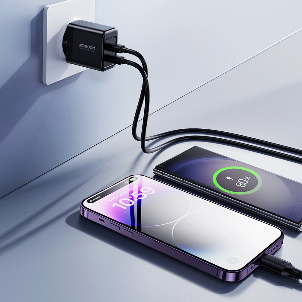 JoyRoom - Wall Charger - Dual USB, EU Plug, Quick Charge - Black