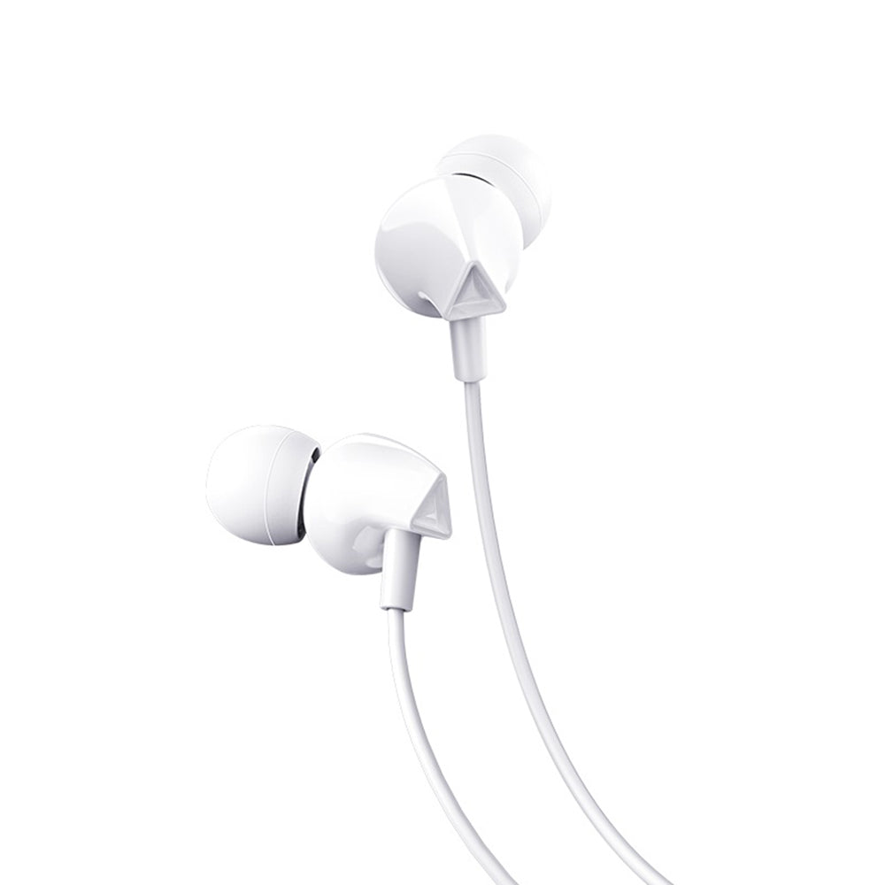 Wired Earphones Perfect Sound - Hi-Fi Stereo, 3.5mm, Microphone, 1.2m - White