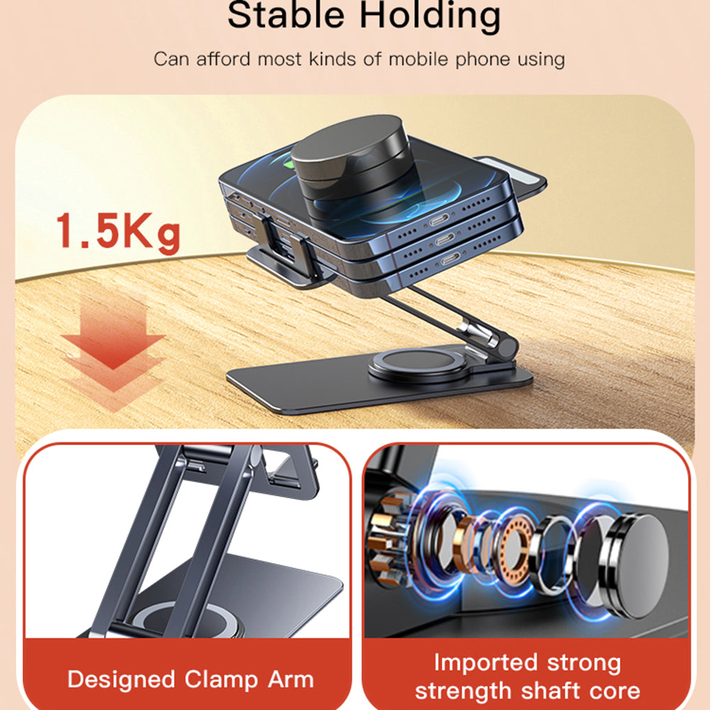 Yesido - Desk Holder - Phone, Tablet, Foldable, Aluminum Alloy - Grey