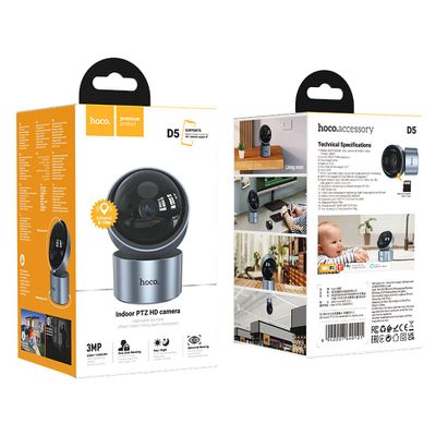 HOCO indoor camera adjustable in two planes with night mode Full HD D5 silver